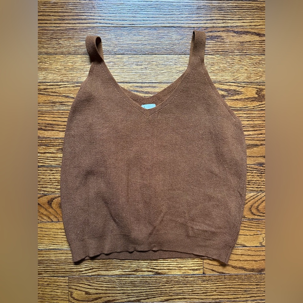 a new day Brown Knit V-Neck Tank Top